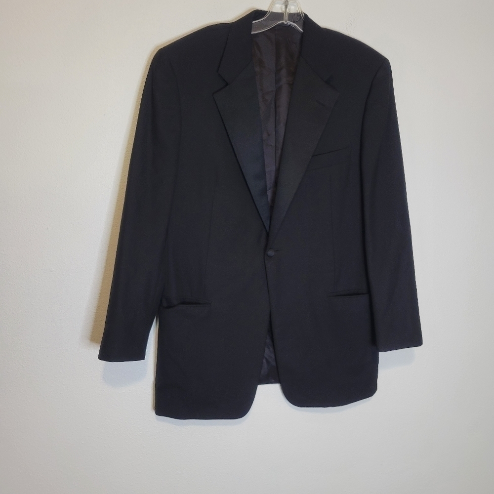 Hickey freeman wool black one button blazer